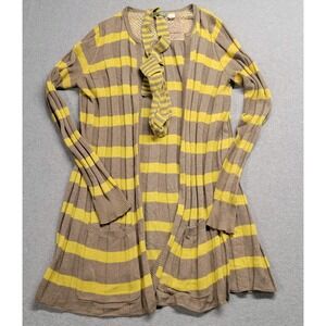 Maple Anthropologie Yellow Striped Knit Cardigan Sweater Women's Medium